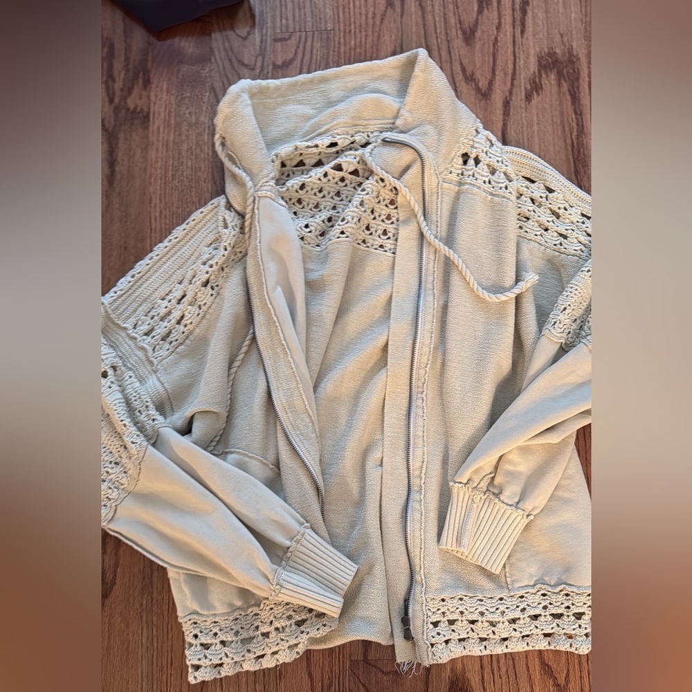 Women's Cream Sweater with Crochet Details